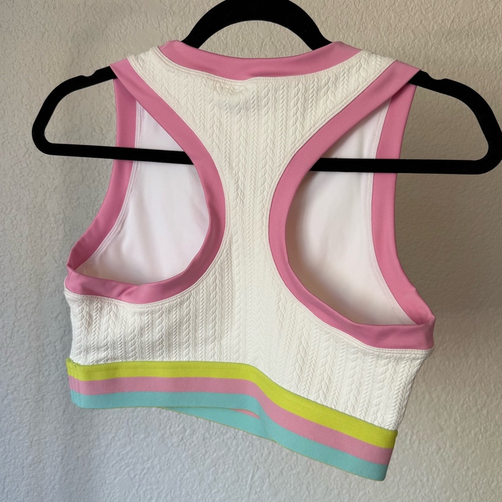 Beach Riot White Crop Top with Pink, Blue, and Green Trim - Picture 4 of 6
